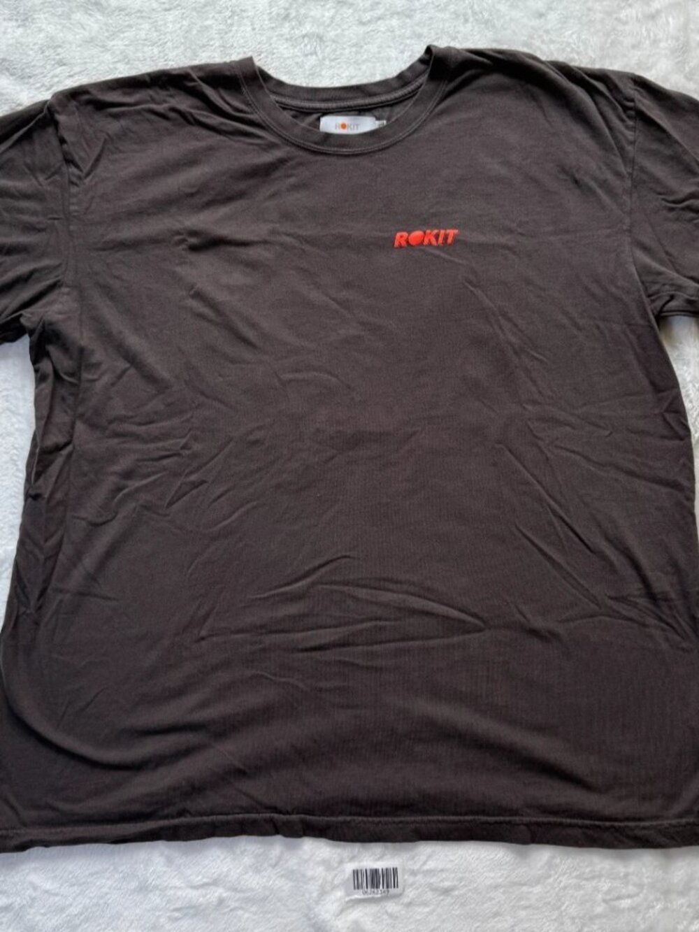WORN Rokit Mens Short Sleeve Crew Neck Tee T Shirt Dark Brown Size XXL